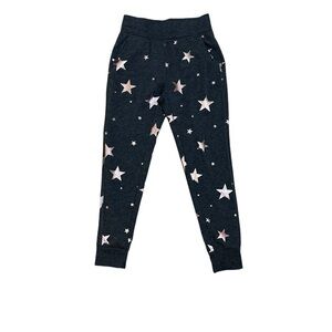 Girls 90 Degree Reflex Jogger Pants Gray with Pink Foil Stars Size Small 7-8